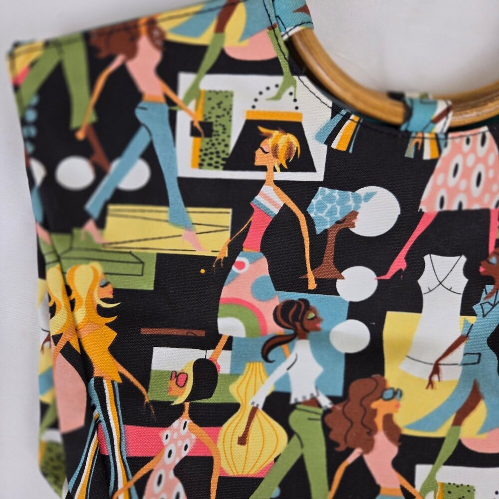 Vintage Neiman Marcus Shopping Bag Tote Retro Diva Print Colorful Artsy Funky — image 3 of 8